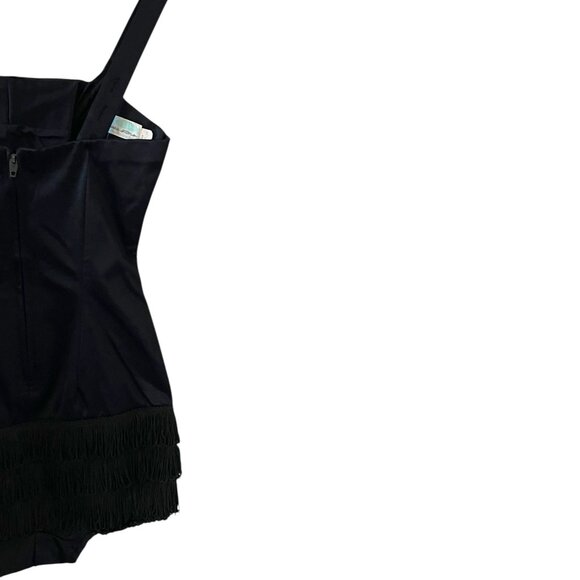 Kerrybrooke Sea Stars Sears Vintage Satin & Fringe Swimsuit In Black Size 14 - Picture 10 of 14